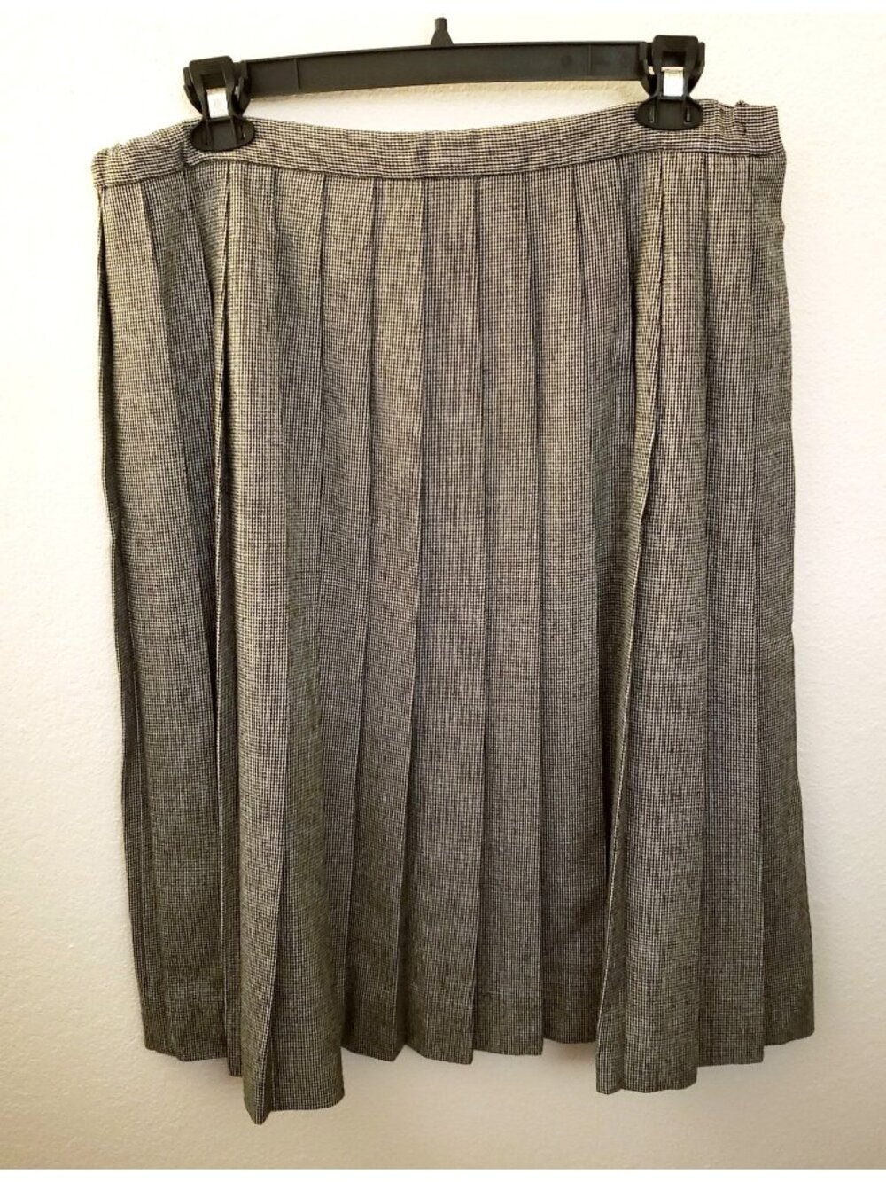 Vintage Evan Picone Wool Blend* Plaid Pleated A-Line Midi Skirt Size L* EUC